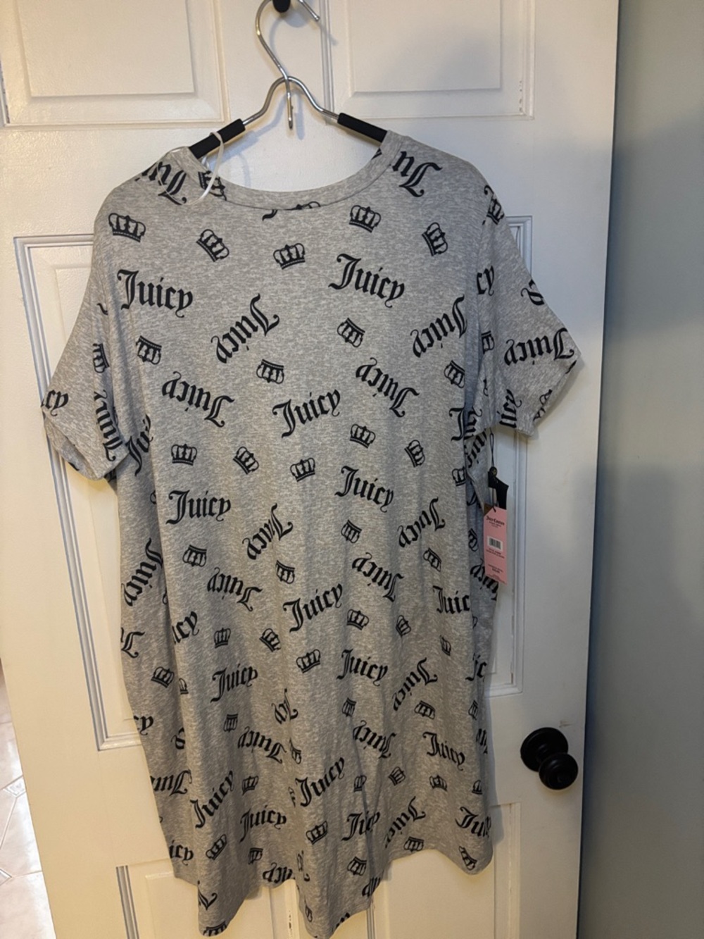Juicy Couture Gray Tee Dress with Black Logo Print